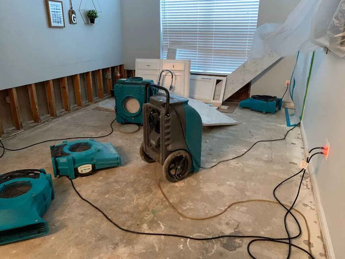 Dehumidifier in flood-cut room for Water Damage Restoration in Binghamton
